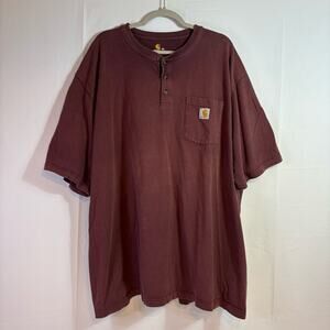 Carhartt Men's Burgundy Henley Shirt Size 4XL C0060